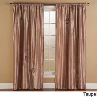 Jeffrey Fabrics Cheryl Embroidered Faux Silk Curtain Panel Pair Taupe Size 50 X 84