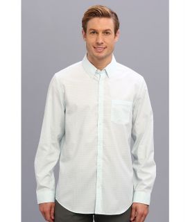Calvin Klein YD Multi Check Poplin Button Down Collar L/S Shirt Mens Long Sleeve Button Up (Blue)