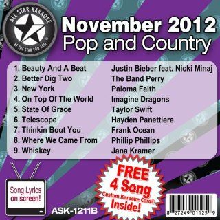All Star Karaoke November 2012 Pop and Country Hits B (ASK 1211B) Music