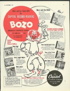 Write Santa & Ask for Bozo the Clown Capitol Records Christmas ad 1949 Entertainment Collectibles