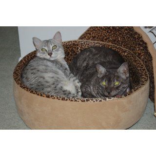 K&H Thermo Kitty Deluxe Hooded Cat Bed, Small 16 Inch, 4 Watts, Mocha Leopard  Pet Beds 