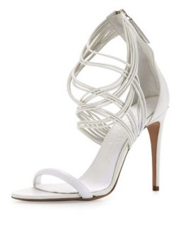 Burberry Strappy Leather High Heel Sandal, White