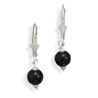 Black Onyx Lever Back Earrings Jewelry