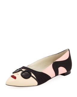 Alice + Olivia Stacey Face Pointy Flat, Soft Pink