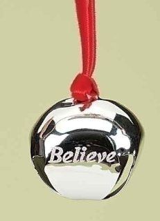 "Believe" Silver Jingle Bell Christmas Ornament 2"  