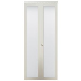 ReliaBilt White 1 Lite Solid Core Tempered Frosted Glass Bifold Closet Door (Common 80.5 in x 24 in; Actual 80 in x 24 in)