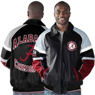 Alabama Crimson Tide Rivalry Full Zip Leather Jacket   Black