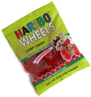 Haribo Gummi Candy, Strawberry Wheels, 5 Ounce Bags (Pack of 12)  Grocery & Gourmet Food