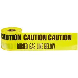 Brady 91294 1000' Length x 6" Width B 720 Heavy Duty Polyethylene, Black on Yellow Identoline Underground Warning Tape   Gas, Legend "Caution Buried Gas Line Below" Industrial Warning Signs