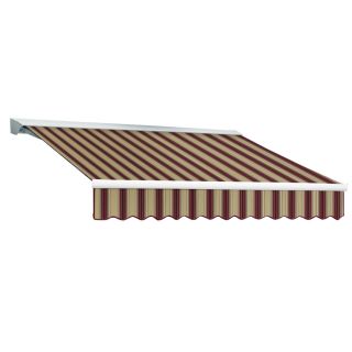 Awntech 14 ft Wide x 10 ft Projection Burgundy/Tan Multi Striped Slope Patio Retractable Remote Control Awning