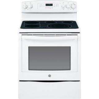 GE 30 in Smooth Surface Freestanding 5 Element 5.3 cu ft Self Cleaning with Steam Convection Electric Range (White)