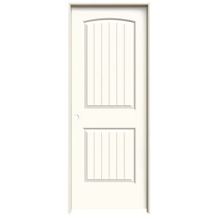 ReliaBilt 2 Panel Round Top Plank Hollow Core Smooth Molded Composite Right Hand Interior Single Prehung Door (Common 80 in x 24 in; Actual 81.68 in x 25.56 in)