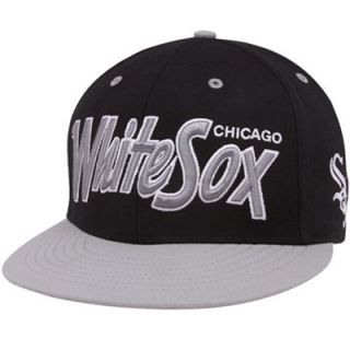 47 Brand Chicago White Sox Black Gray Retro Script Snapback Adjustable Hat