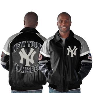 New York Yankees Rivalry Leather Jacket   Black