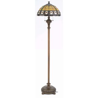 Lite Source 62.5 in Antique Bronze Indoor Floor Lamp with Tiffany Style Shade