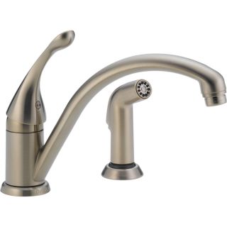 Delta Collins Stainless Low Arc Kitchen Faucet with Side Spray
