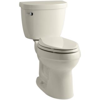 KOHLER Cimarron Almond 1.6 GPF (6.06 LPF) 12 in Rough In Elongated 2 Piece Comfort Height Toilet