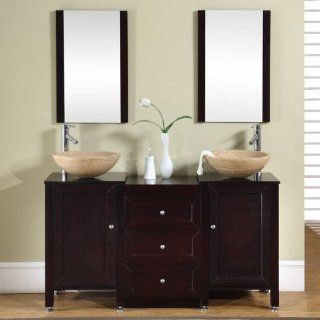 56" Double Sink Cabinet Bathroom Furniture Lavatory Vessel Vanity M6R    