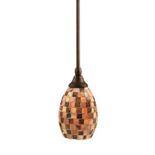 Brooster 5 in W Bronze Pendant Light with Textured Shade