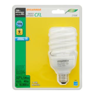 SYLVANIA 1 Pack 40 Watt (150 W) Spiral Base Soft White (2700K) CFL Bulbs ENERGY STAR