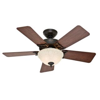 Hunter The Kensington 42 in New Bronze Downrod or Flush Mount Ceiling Fan with Light Kit