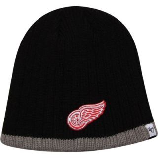 47 Brand Detroit Red Wings Wide Whale Knit Hat   Black