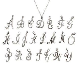Sterling Silver Script Initial Pendants Letter C (capital) Eve's Addiction Jewelry