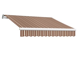 Awntech 10 ft Wide x 8 ft Projection Brown/Terra Cotta Striped Slope Patio Retractable Remote Control Awning