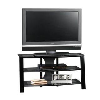 Sauder Mirage Black and Clear Glass Television Stand