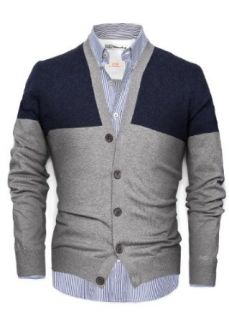 H.E. By Mango Men's Two Tone Cashmere Cotton Blend Cardigan, Navy, Xs at  Mens Clothing store Cardigan Sweaters