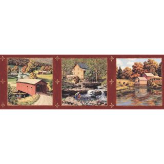 IMPERIAL 8 1/8 Snapshots Of Covered Bridges Prepasted Wallpaper Border