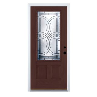 Benchmark by Therma Tru 3/4 Lite Decorative Mahogany Inswing Fiberglass Entry Door (Common 80 in x 34 in; Actual 81.5 in x 35.5 in)