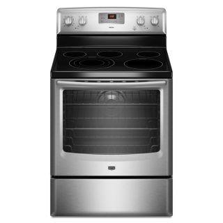 Maytag 30 in Smooth Surface Freestanding 5 Element 6.2 cu ft Self Cleaning Convection Electric Range (Stainless Steel)