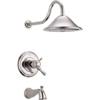 Delta Cassidy Polished Nickel 1 Handle Bathtub and Shower Faucet Trim Kit with Rain Showerhead