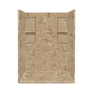 Style Selections 83 in H x 60 in W x 32 in L Sand Mountain Solid Surface Wall 4 Piece Alcove Shower Kit