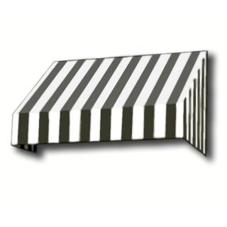 Awntech 5 ft 4 1/2 in Wide x 3 ft Projection Black/White Striped Slope Window/Door Awning