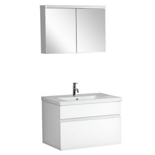 DreamLine Modern 24 in x 18.5 in White Drop In Single Sink Bathroom Vanity with Cultured Marble Top