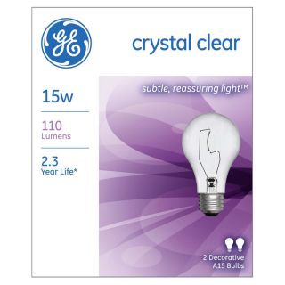 GE 2 Pack 15 Watt Soft White Decorative Incandescent Light Bulb