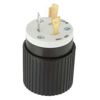 Hubbell 20 Amp 125 Volt Black and White 3 Wire Plug