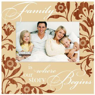 Malden Modern Tropics Family is Where Our Story Begins Vanilla Picture Frame with a Floral Print, 4 Inch by 6 Inch   Luxury Frames