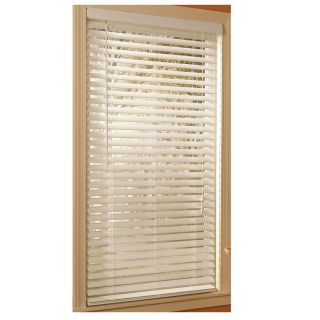 Style Selections 27 in W x 64 in L White Faux Wood 2 in Slat Room Darkening Plantation Blinds