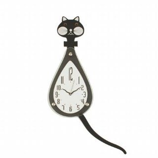 Ashton Sutton ST3204 Cat Shaped Pendulum Wall Clock  