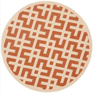 Safavieh Courtyard 5 ft 3 in x 5 ft 3 in Round Orange Transitional Indoor/Outdoor Area Rug