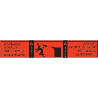 Decal, Moving Arm Can Cause, 3.5"x20", EG Reflective Orange Vinyl, for use w/parking gate arm Industrial Warning Signs