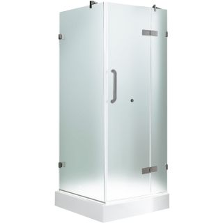 VIGO Frameless Showers 79.25 in H x 34.125 in W x 34.125 in L Brushed Nickel Square 3 Piece Corner Shower Kit