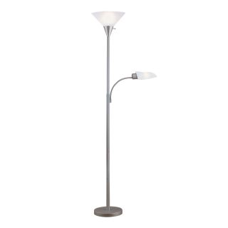 Portfolio 71 in 3 Way Switch Silver Torchiere with Side Light Indoor Floor Lamp with Plastic Shade