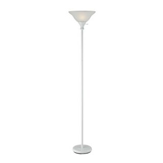 Cal Lighting 70 in 3 Way Switch White Torchiere Indoor Floor Lamp with Glass Shade