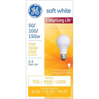 GE 150 Watt A21 Medium Base Bright White Dimmable 3 Way Halogen Light Bulb