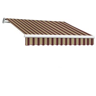 Awntech 16 ft Wide x 10 ft Projection Brown/Tan/White Striped Slope Patio Retractable Manual Awning