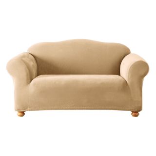 Stretch Pique Cream Velvet Sofa Slipcover